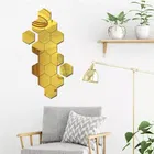 Acrylic Hexagon Shaped Wall Mirror Stickers 
