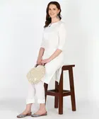 Viscose Rayon Embroidered A-Line Kurti with Pant 