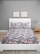 Glace Cotton Printed Fitted Double Bedsheet with Two Pillow Covers 