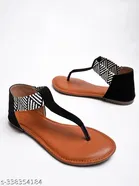 Shoetopia Black Flat Sandals 