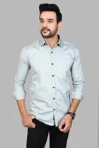 Cotton Blend Solid Shirt for Men, Grey 