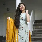 Rayon Embroidered Kurta with Pant & Dupatta for Women 