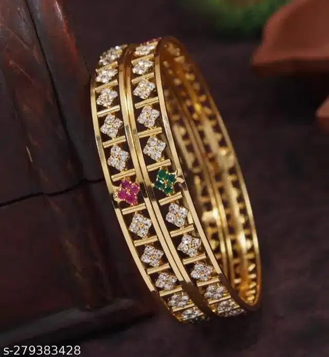Trendy Bangles for Women (Gold, 2.4)