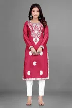 Rayon Slub Embroidered Kurti for Women 