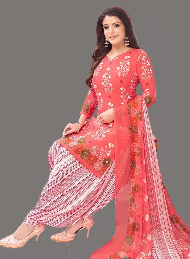 Unstitched Dress Material for Women & Girls (Peach)