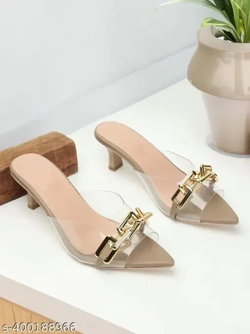 Acknew Heels for Women (Cream & Gold, 4) ACK10021