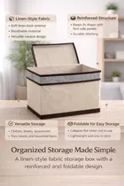 Craft Bazar Foldable Fabric Storage Box with Lid and Side Handles for Clothes, Books, Towels, Wardrobe, Shelf and Home Organization Pack of 1