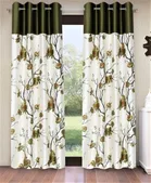 Fashion String Floral Green Semi-Transparent Polyester String Window Curtains (153 cm) (7 ft) (Pack of 2)