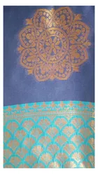 Litchi Silk Woven Design Saree for Women, Navy Blue 