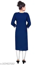 Rayon Slub Embroidered Kurti for Women 