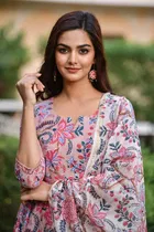 Viscose Rayon Printed Kurta Set for Women 