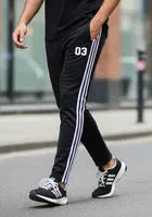 Cotton Blend Printed Track Pant for Men, Black 