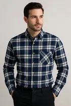 Cotton Blend Checkered Shirt for Men, Multicolour 