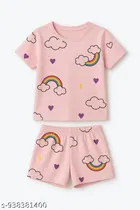 Cotton Blend Night Suit for Girls 
