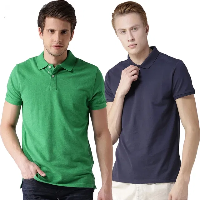 Polo Cotton Blend T-shirts for Men, Pack of 2 (Multicolor, M)