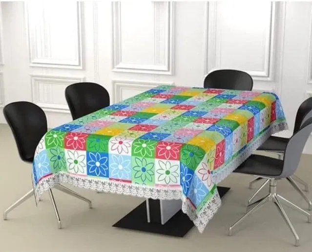 PVC Printed 4 Seaters Table Cover (Multicolor, 40x60 inches)