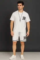 Half sleeve Track suit for men (White, L)