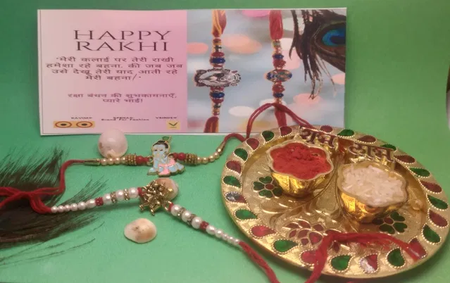 Alloy 2 Pcs Rakhi with 4.5 Inch Plate & Roli Chawal (Multicolor, Set of 1)
