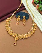 Alloy Necklace with Earrings for Women (Gold, Set of 1)