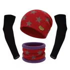 Woolen Printed Cap & Neck Warmer with Arm Sleeves for Men 