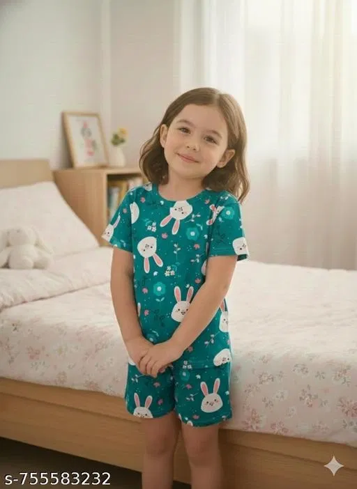 Night Suit for Girls (Teal, 10-11 Years)