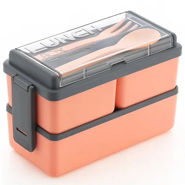 KS Premium Quality Plastic Lunch Box Tiffin Box 3 Containers Lunch Box (Orange, 1400 ml)