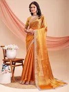 Organza Embellished Saree for Women, Orange (6.3 m)