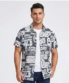 Geometric Print Cotton Shirt for Men 