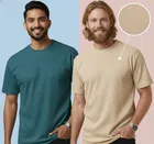 Polyester Round Neck T-shirt for Men, Multicolour, Pack of 2 