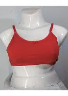 Cotton Solid Non-Padded Sports Bra for Women (Red, 28)