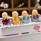 Polyresin Baby Buddha Monk Statues Decorative Showpieces, Multicolor, Set of 4