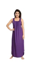 Cotton Sleeveless Nighty for Women (Purple, Free Size)