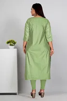 Cotton Silk Embroidered Kurti for Women & Girls, Green 