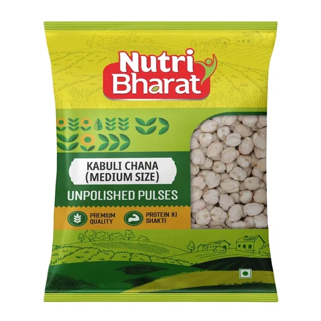 Nutri Bharat Unpolished Kabuli Chana (Medium Size) 500 g