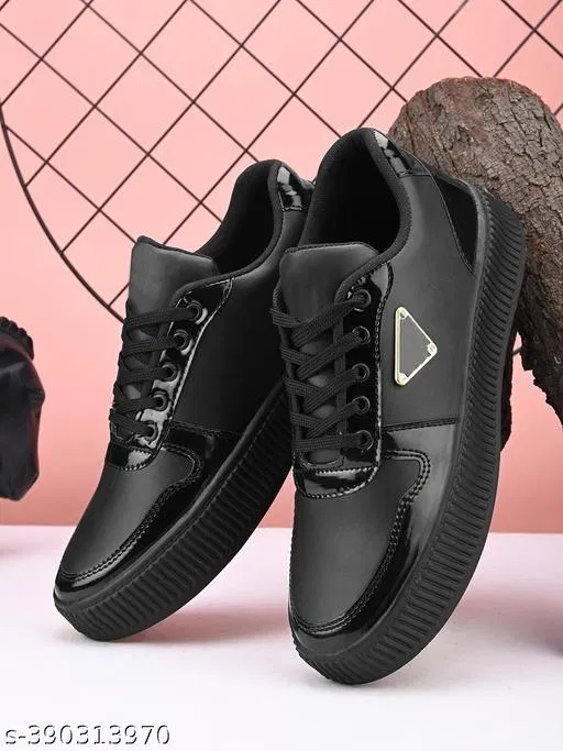 Casual Sneakers for Men (Black, IND-8)