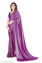 Lycra Solid Saree For Women, Purple