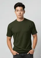 Polyester Round Neck T-shirt for Men, Olive 