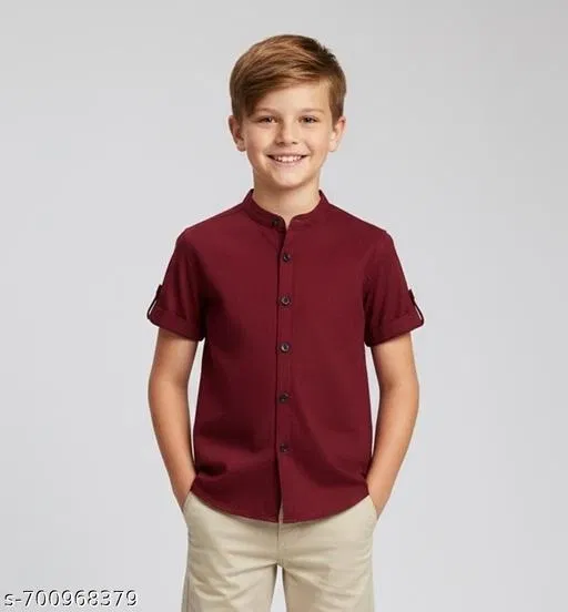 Solid Cotton Blend Short Sleeve Polo for Boys (Maroon, 4-5 Years)