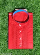 Cotton Solid Kurta for Men, Red 
