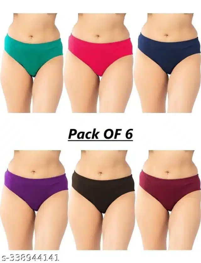 Cotton Briefs for Women (Multicolor, M) (Pack of 6)