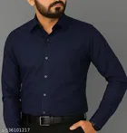 Polycotton Solid Shirts for Men, Navy Blue 