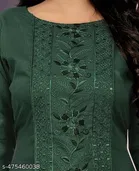 Solid Cotton Blend A-line Kurti for Women 