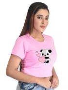 Round Neck Printed Crop Top for Women 