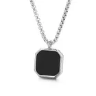 Stainless Steel Chain with Pendant for Men (Black & Silver, Set of 1)