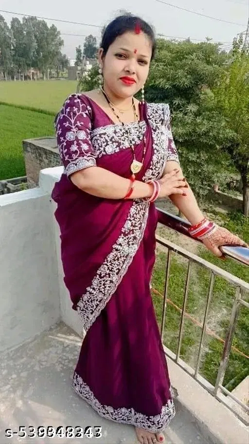 Georgette Saree for Women, Wine (5.5 M)