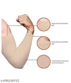 Poly Blend Sold UV Protected Arm Sleeves for Men & Women, Beige, Set of 2