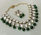 All Green Beautiful Kundan Necklace Set for Women & Girls, Green
