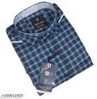 Cotton Blend Checked Shirts for Men, Blue 