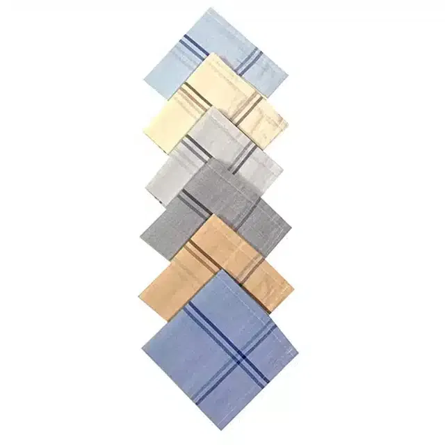 Cotton Blend Handkerchiefs for Men (Pack of 6) (Multicolor, 18x18 cm)