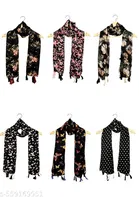 Chiffon Scarves for Women, Multicolor, Pack of 6